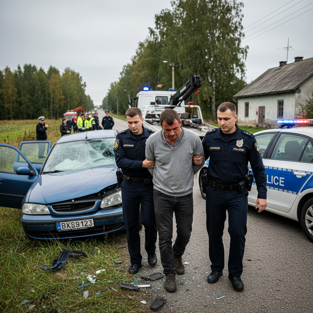 Arestat după ce a ignorat polițiștii, a condus beat și fără permis și a provocat un accident rutier