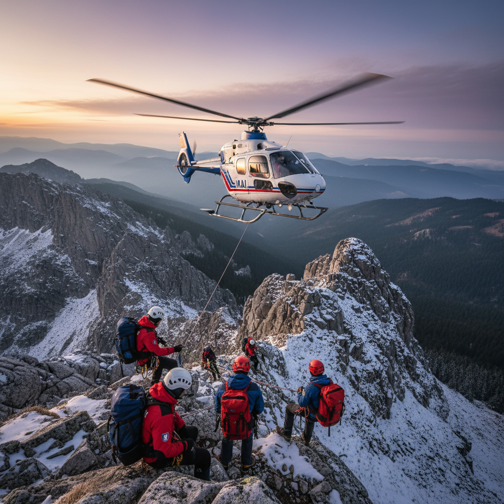 Elicopter MAI Folosit pentru Transportul Rapid al Salvamontiștilor în Căutarea Turistului Dispărut
