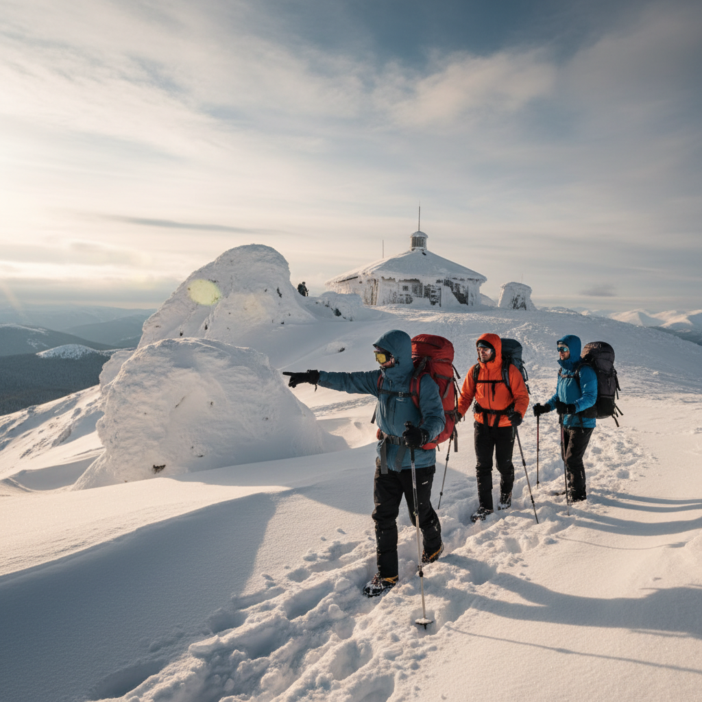 Imagini spectaculoase cu Vârful Omu acoperit de nămeți în Munții Bucegi