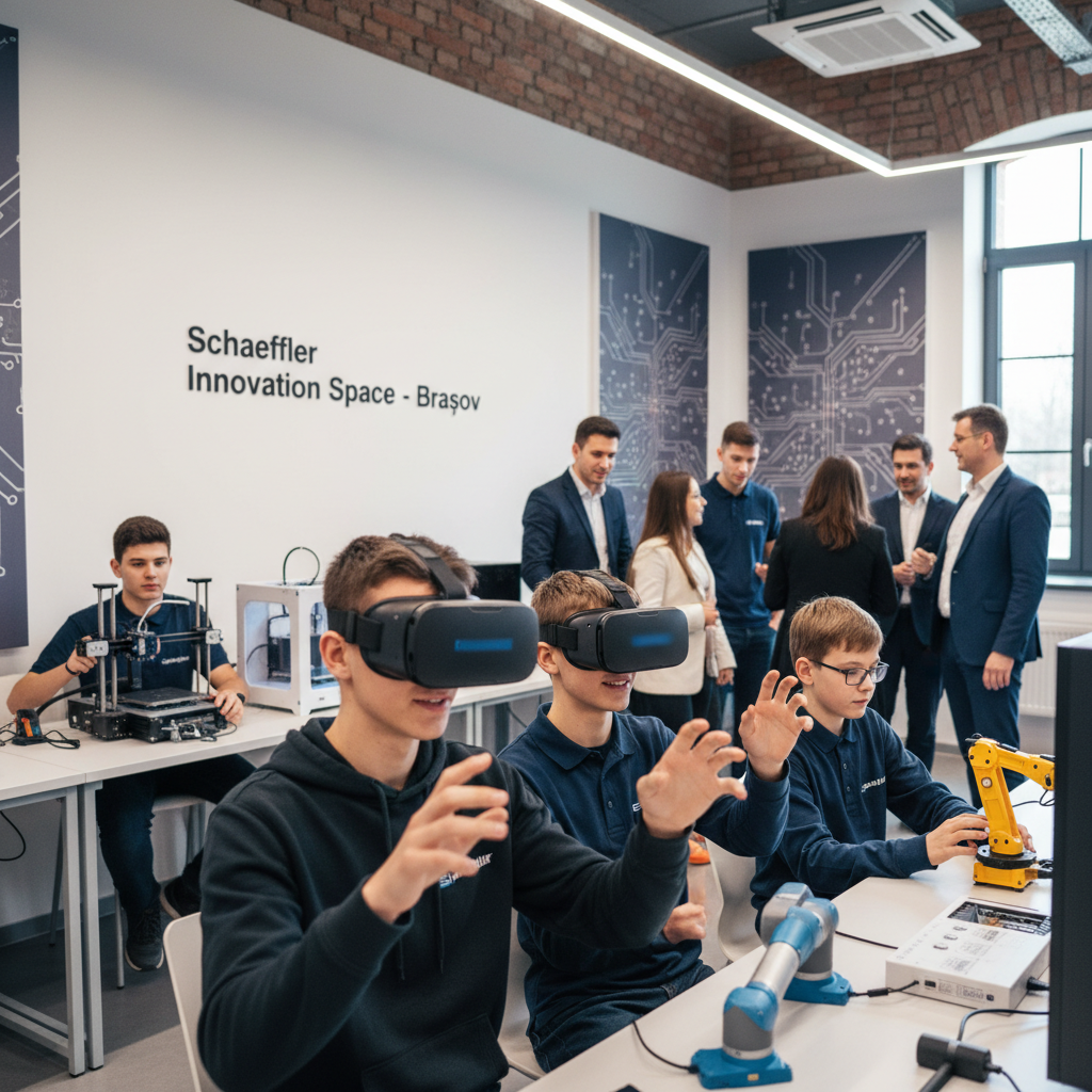 Schaeffler inaugurează la Brașov Innovation Space cu tehnologie VR, robotică și imprimare 3D pentru elevi și angajați