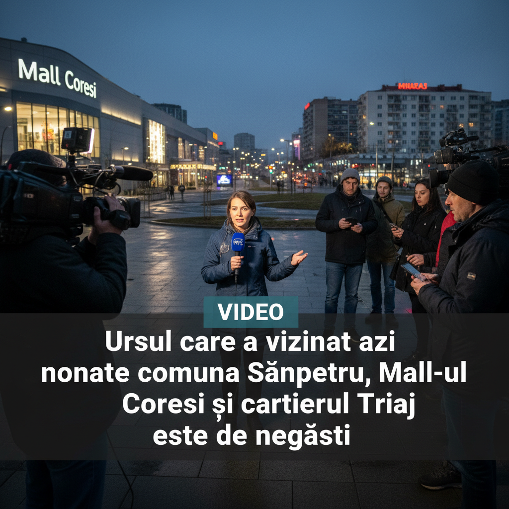 VIDEO Ursul dispărut după ce a vizitat noaptea comuna Sânpetru, Mall-ul Coresi și cartierul Triaj